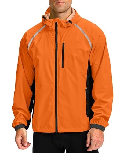 Bikewa Men's Cycling Rain Jacket (Orange/Black)