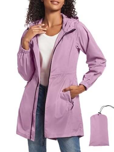 SaphiRose Women's Long Packable Rain Jacket