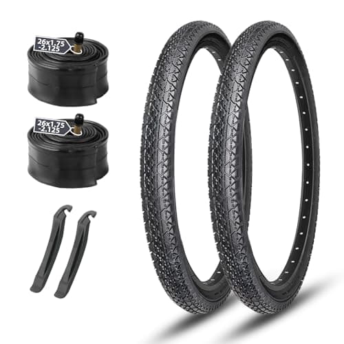 MOHEGIA 26 x 2.125 Black Cruiser Tires with Tubes, 2 Pack