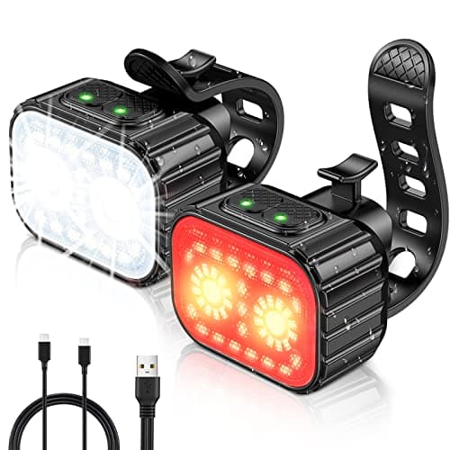 Cuvccn Front and Rear Bike Light Set