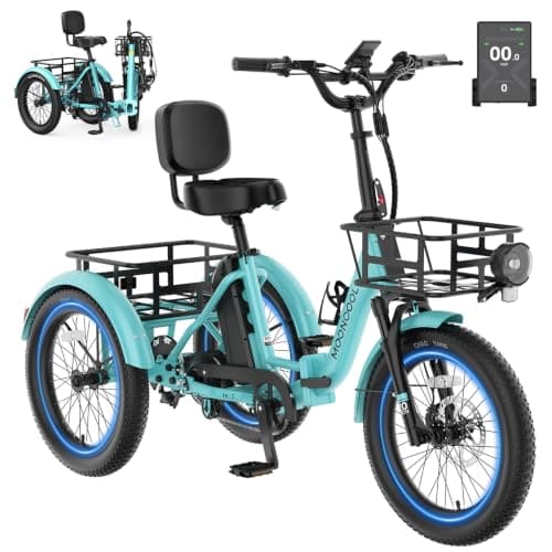 MOONCOOL 500W 48V 20" Fat Tire Folding Electric Trike
