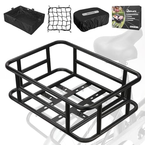 RAYMACE Rear Rack Basket with Cargo Net and Liner