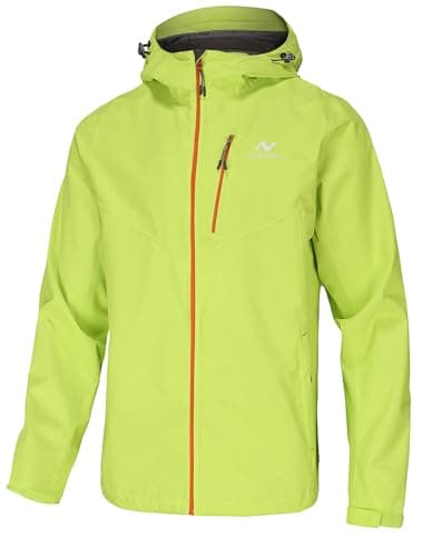 NORDIC OUTLAND Men's Lightweight Hooded Rain Jacket (Neon Yellow)