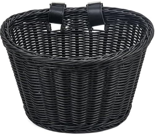 YJLDDZ Black Wicker Front Basket with Cup Holder