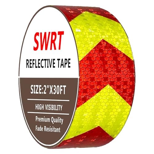 SWRT Red and Fluorescent Yellow Reflective Tape, 2 in x 30 ft