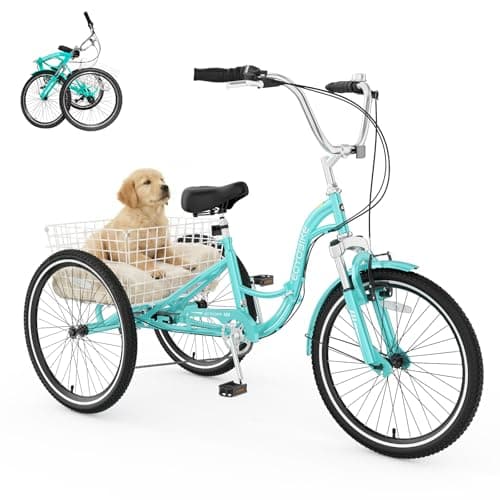 MOPHOTO Adult Folding Tricycle with Rear Basket
