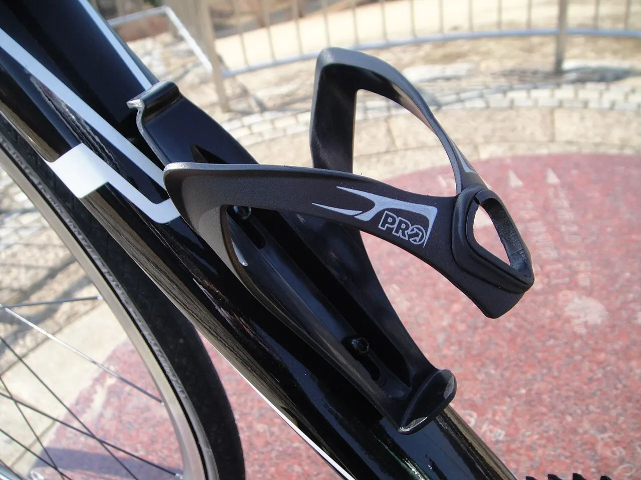 Bottle cage mounted on a bicycle frame