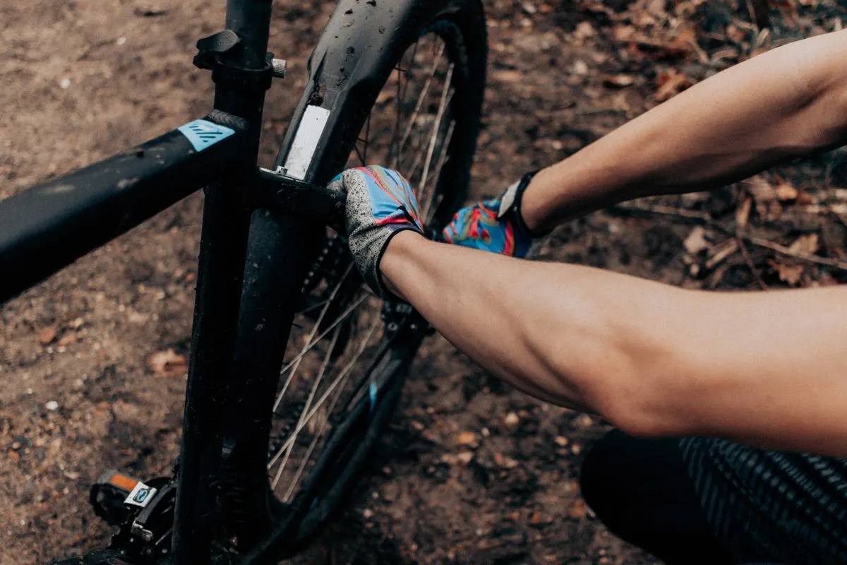 Bicycle wheel maintenance scene