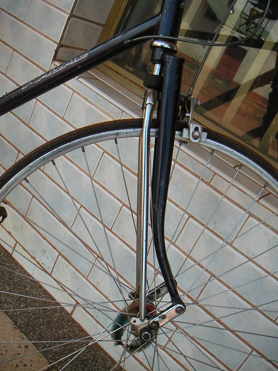 Bicycle suspension fork photographed close up