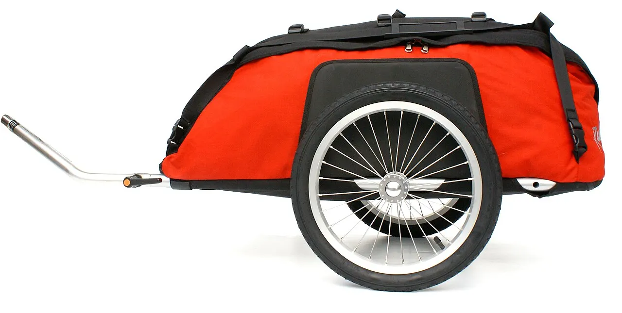 Two-wheel touring cargo trailer photographed alone